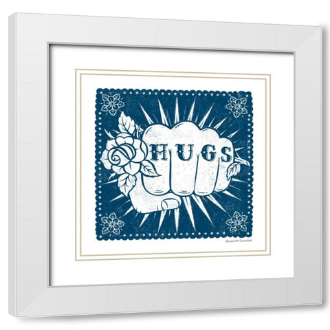 Hugs in Hand White Modern Wood Framed Art Print with Double Matting by Snowdon, Alexandra