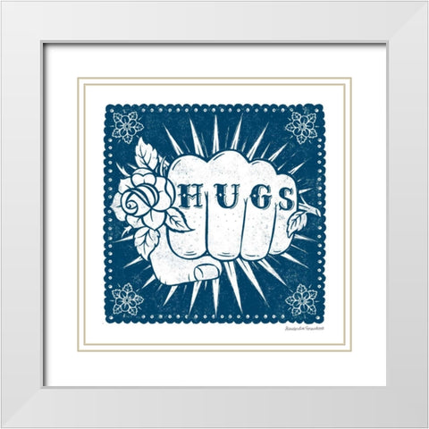 Hugs in Hand White Modern Wood Framed Art Print with Double Matting by Snowdon, Alexandra