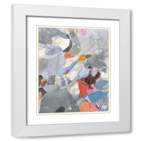 Line Abstract White Modern Wood Framed Art Print with Double Matting by Nai, Danhui