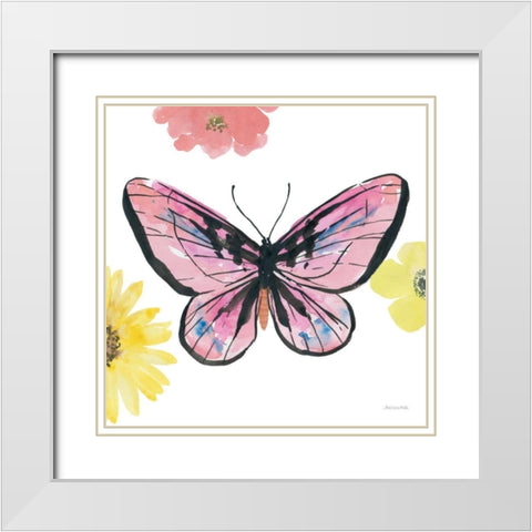 Beautiful Butterfly I Pink White Modern Wood Framed Art Print with Double Matting by Miller, Sara Zieve
