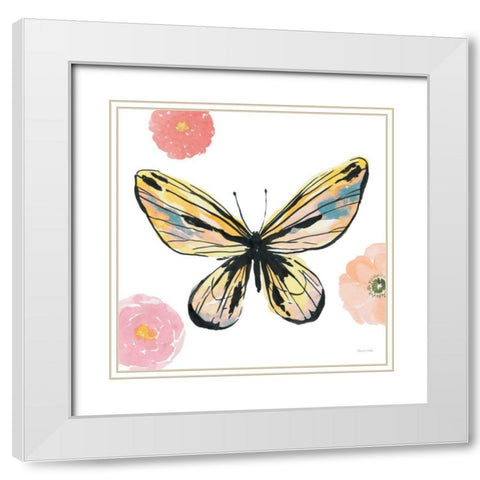 Beautiful Butterfly II Teal No Words White Modern Wood Framed Art Print with Double Matting by Miller, Sara Zieve