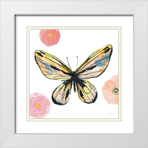 Beautiful Butterfly II Teal No Words White Modern Wood Framed Art Print with Double Matting by Miller, Sara Zieve