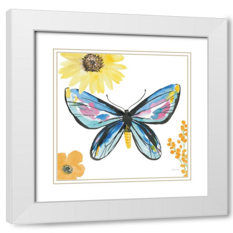 Beautiful Butterfly III Blue No Words White Modern Wood Framed Art Print with Double Matting by Miller, Sara Zieve