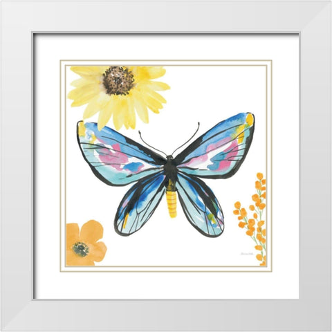 Beautiful Butterfly III Blue No Words White Modern Wood Framed Art Print with Double Matting by Miller, Sara Zieve