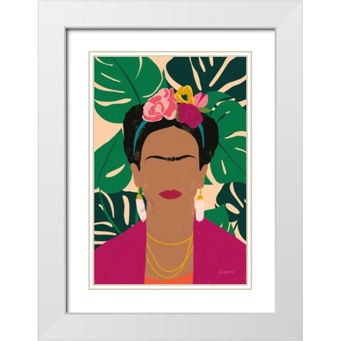 Frida Kahlo I Palms White Modern Wood Framed Art Print with Double Matting by Thorns, Becky
