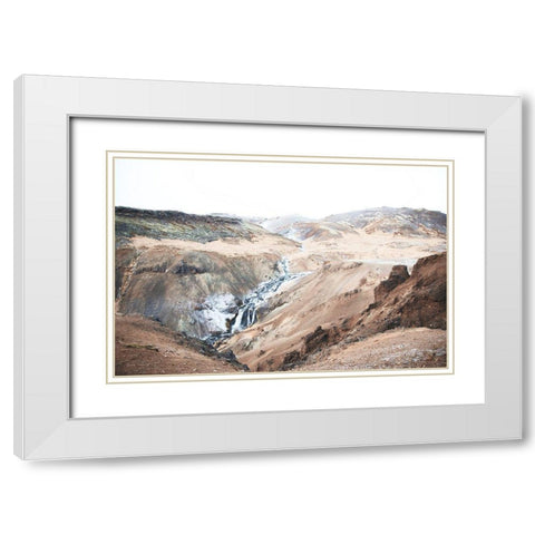 Reykjadalur Hot River White Modern Wood Framed Art Print with Double Matting by Marshall, Laura