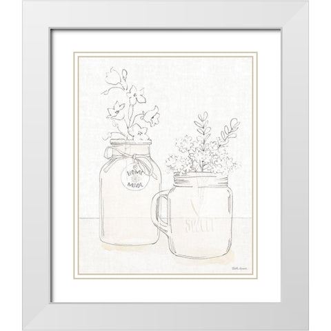 Peaceful Petals II Neutral White Modern Wood Framed Art Print with Double Matting by Grove, Beth