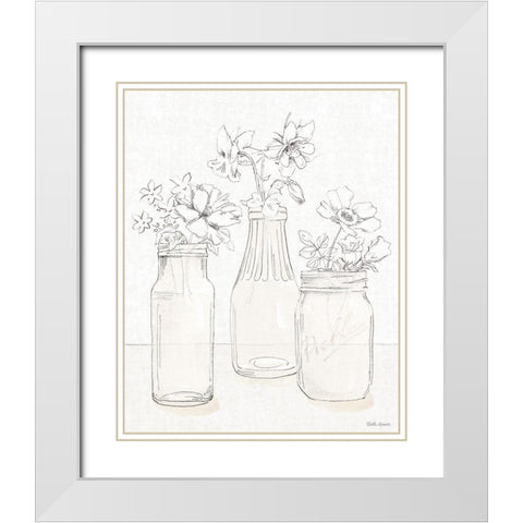 Peaceful Petals III Neutral White Modern Wood Framed Art Print with Double Matting by Grove, Beth