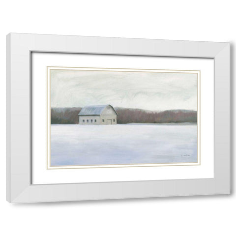 Winter Barn White Modern Wood Framed Art Print with Double Matting by Wiens, James