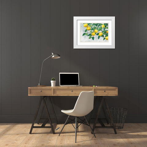 Zesty Lemons White Modern Wood Framed Art Print with Double Matting by Wiens, James