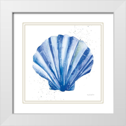 Scallop Shell Sq White Modern Wood Framed Art Print with Double Matting by Charro, Mercedes Lopez