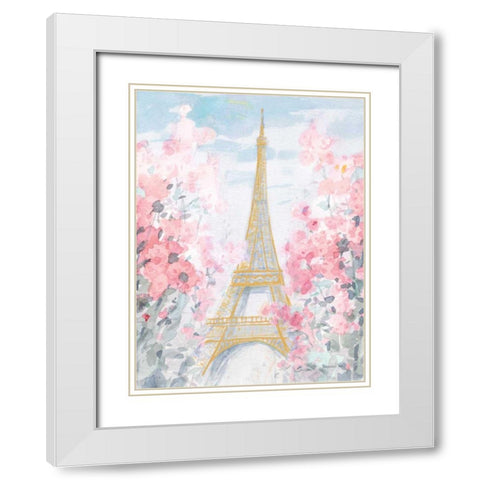 Pastel Paris III White Modern Wood Framed Art Print with Double Matting by Nai, Danhui