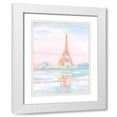 Pastel Paris V White Modern Wood Framed Art Print with Double Matting by Nai, Danhui