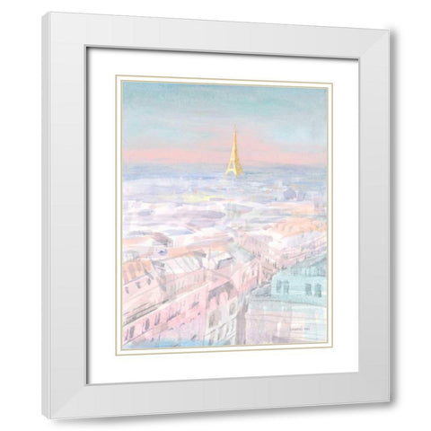 Pastel Paris VI White Modern Wood Framed Art Print with Double Matting by Nai, Danhui