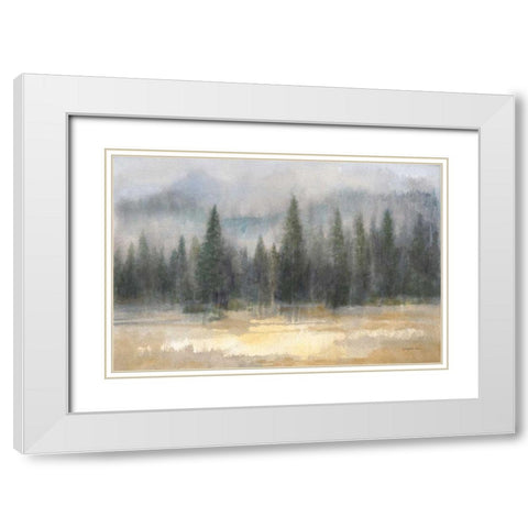 Misty Pines White Modern Wood Framed Art Print with Double Matting by Nai, Danhui