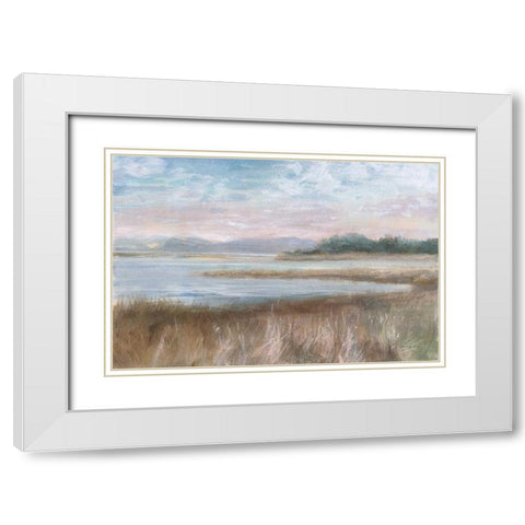 Silver Waters White Modern Wood Framed Art Print with Double Matting by Nai, Danhui