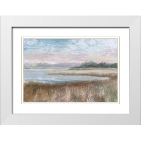 Silver Waters White Modern Wood Framed Art Print with Double Matting by Nai, Danhui