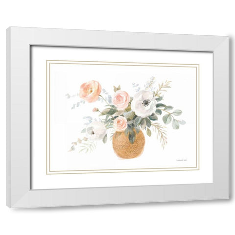 Blooms of Spring I White Modern Wood Framed Art Print with Double Matting by Nai, Danhui