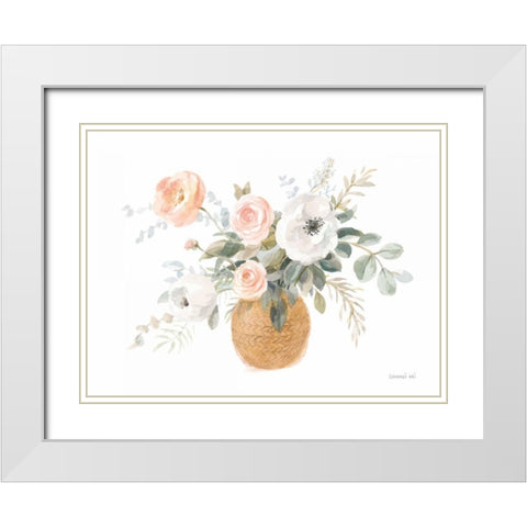 Blooms of Spring I White Modern Wood Framed Art Print with Double Matting by Nai, Danhui