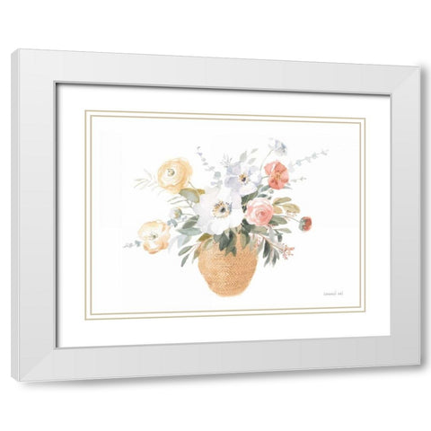 Blooms of Spring II White Modern Wood Framed Art Print with Double Matting by Nai, Danhui