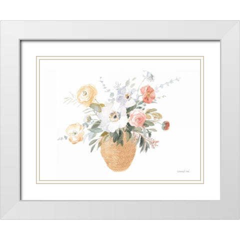 Blooms of Spring II White Modern Wood Framed Art Print with Double Matting by Nai, Danhui