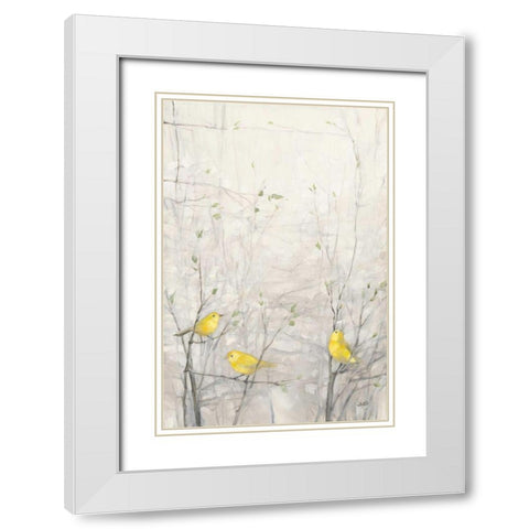 Birds in Trees I White Modern Wood Framed Art Print with Double Matting by Purinton, Julia