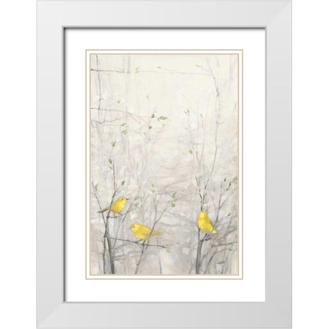 Birds in Trees I White Modern Wood Framed Art Print with Double Matting by Purinton, Julia