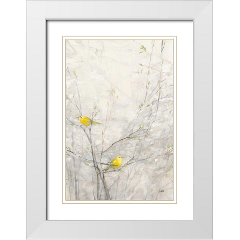 Birds in Trees II White Modern Wood Framed Art Print with Double Matting by Purinton, Julia