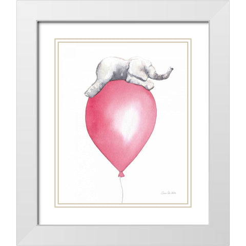 Baby Elephant Love I White Modern Wood Framed Art Print with Double Matting by Valle, Aimee Del