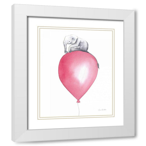 Baby Elephant Love II White Modern Wood Framed Art Print with Double Matting by Valle, Aimee Del