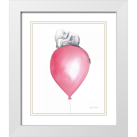 Baby Elephant Love II White Modern Wood Framed Art Print with Double Matting by Valle, Aimee Del