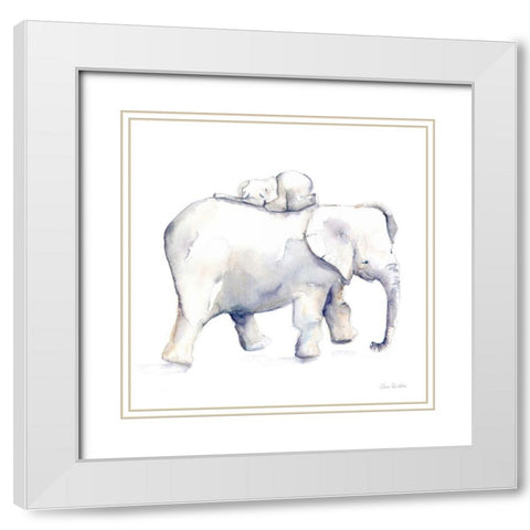 Baby Elephant Love III White Modern Wood Framed Art Print with Double Matting by Valle, Aimee Del