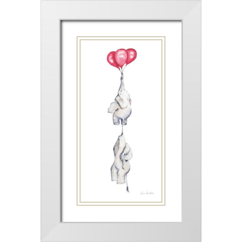Baby Elephant Love IV White Modern Wood Framed Art Print with Double Matting by Valle, Aimee Del