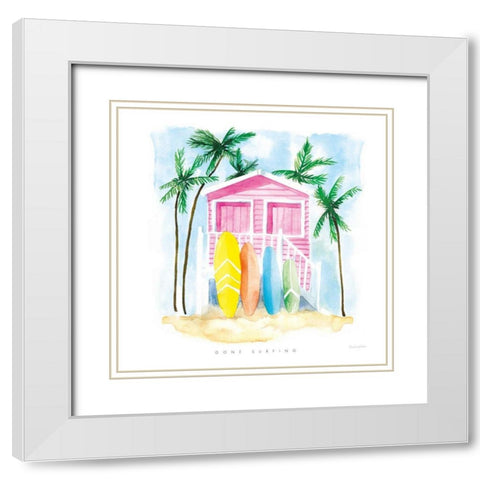 Gone Surfing White Modern Wood Framed Art Print with Double Matting by Charro, Mercedes Lopez