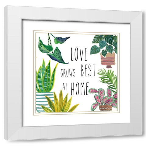 Plant Home III White Modern Wood Framed Art Print with Double Matting by Zaman, Farida