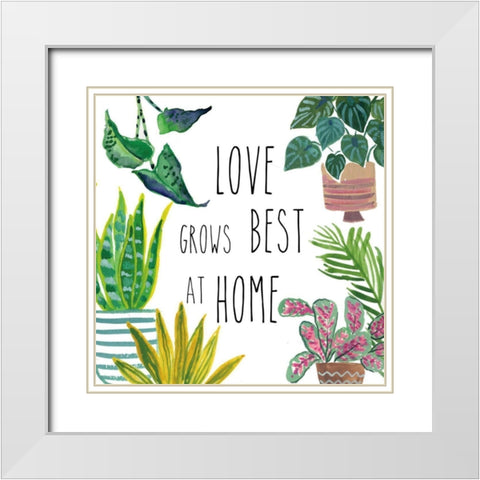 Plant Home III White Modern Wood Framed Art Print with Double Matting by Zaman, Farida