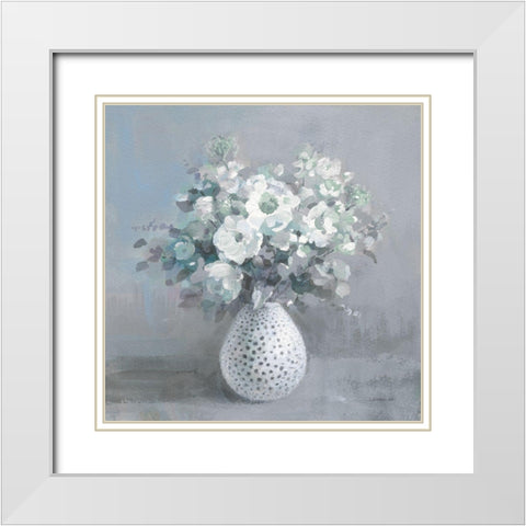 Touch of Spring II Sage White Modern Wood Framed Art Print with Double Matting by Nai, Danhui