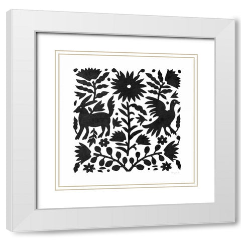 Otomi Elegance Black III White Modern Wood Framed Art Print with Double Matting by Green, Nancy