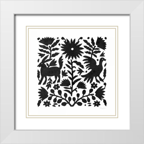 Otomi Elegance Black III White Modern Wood Framed Art Print with Double Matting by Green, Nancy