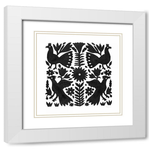 Otomi Elegance Black IV White Modern Wood Framed Art Print with Double Matting by Green, Nancy