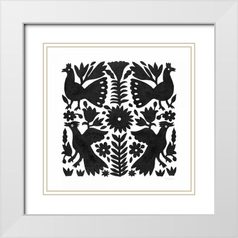 Otomi Elegance Black IV White Modern Wood Framed Art Print with Double Matting by Green, Nancy