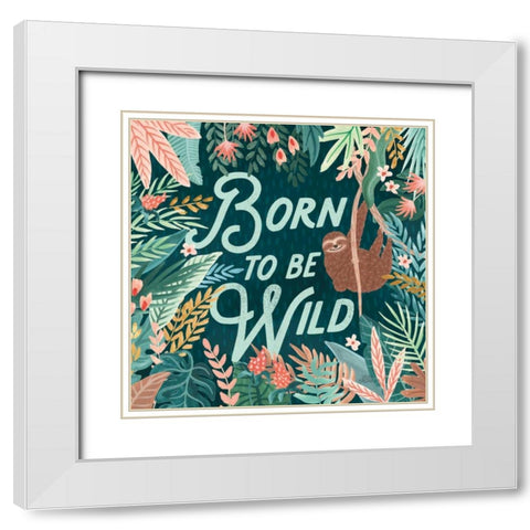 Jungle Hangout II Born to be Wild White Modern Wood Framed Art Print with Double Matting by Marshall, Laura