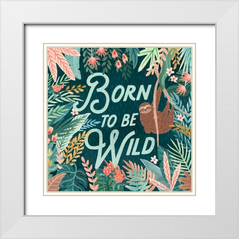 Jungle Hangout II Born to be Wild White Modern Wood Framed Art Print with Double Matting by Marshall, Laura