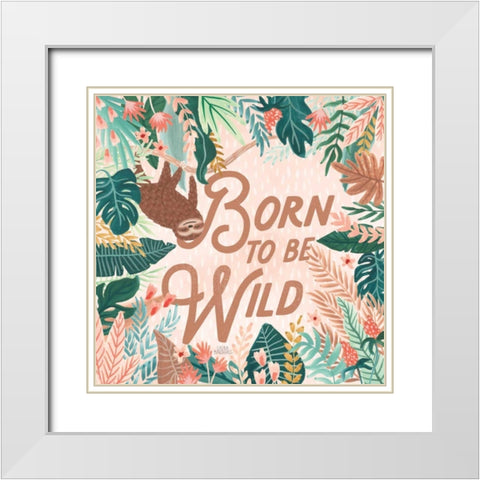 Jungle Hangout III Born to be Wild White Modern Wood Framed Art Print with Double Matting by Marshall, Laura