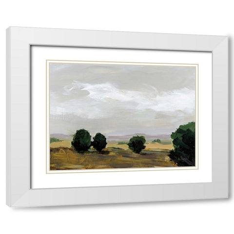 Autumn Fields White Modern Wood Framed Art Print with Double Matting by Munger, Pamela