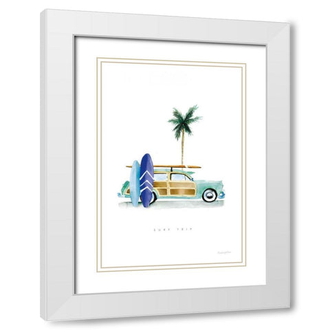 Surf Days I White Modern Wood Framed Art Print with Double Matting by Charro, Mercedes Lopez