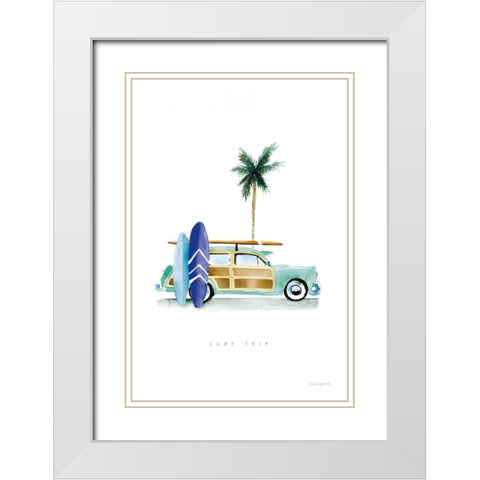 Surf Days I White Modern Wood Framed Art Print with Double Matting by Charro, Mercedes Lopez
