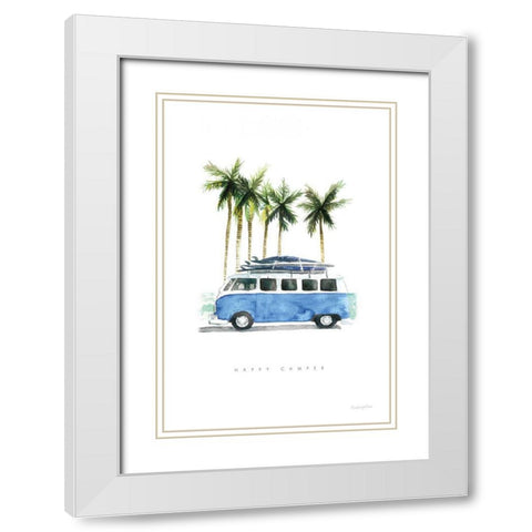 Surf Days II White Modern Wood Framed Art Print with Double Matting by Charro, Mercedes Lopez