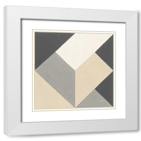 Triangles I Neutral Crop White Modern Wood Framed Art Print with Double Matting by Schick, Mike