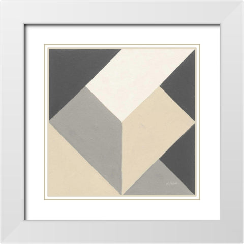 Triangles I Neutral Crop White Modern Wood Framed Art Print with Double Matting by Schick, Mike